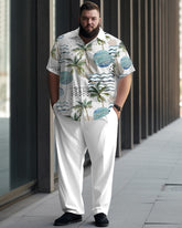 Vacation Coconut Tree Print Large Men's Short sleeved Shirt Set